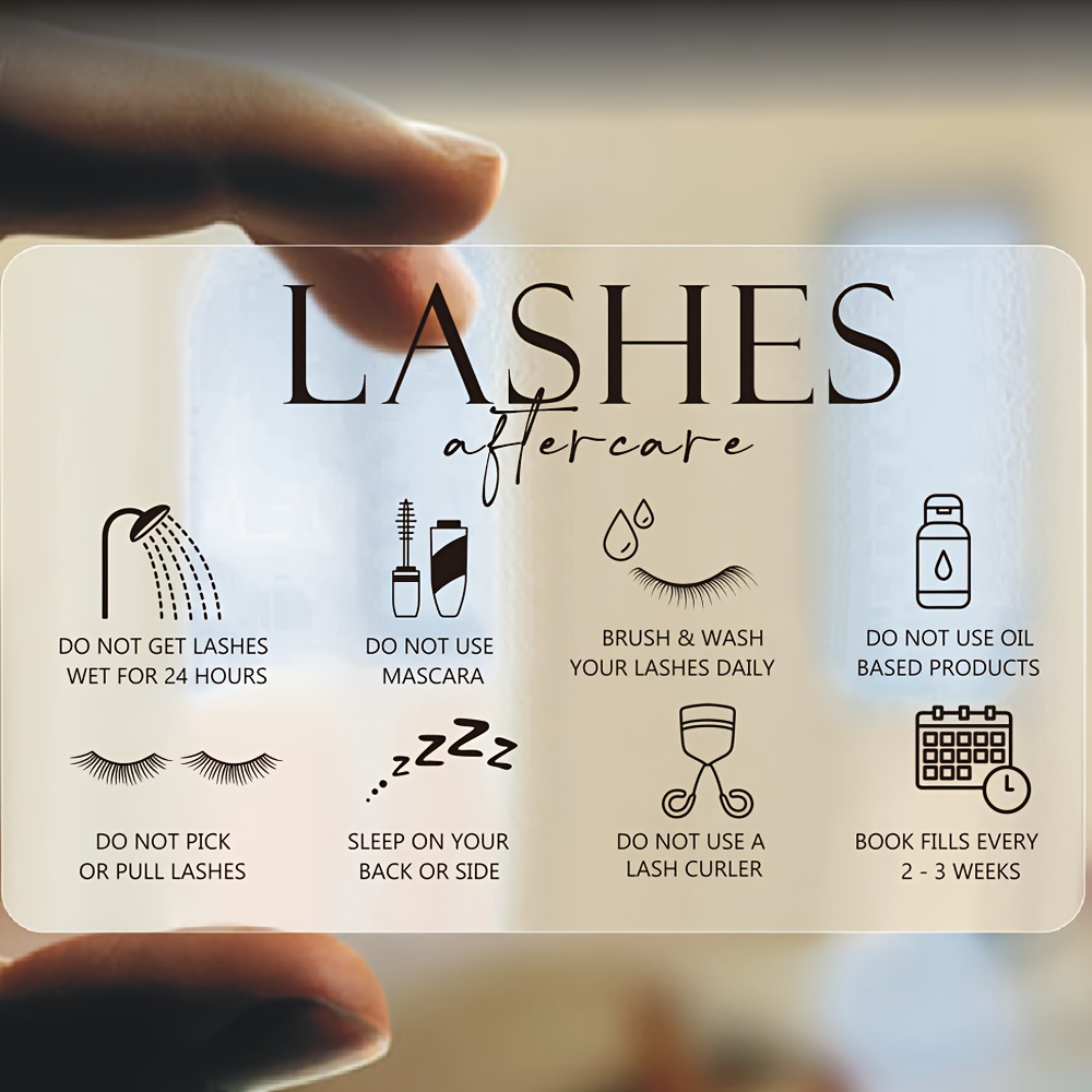 50 cartões transparentes de pl - Eyelash Extension Aftercare avaliação e preço