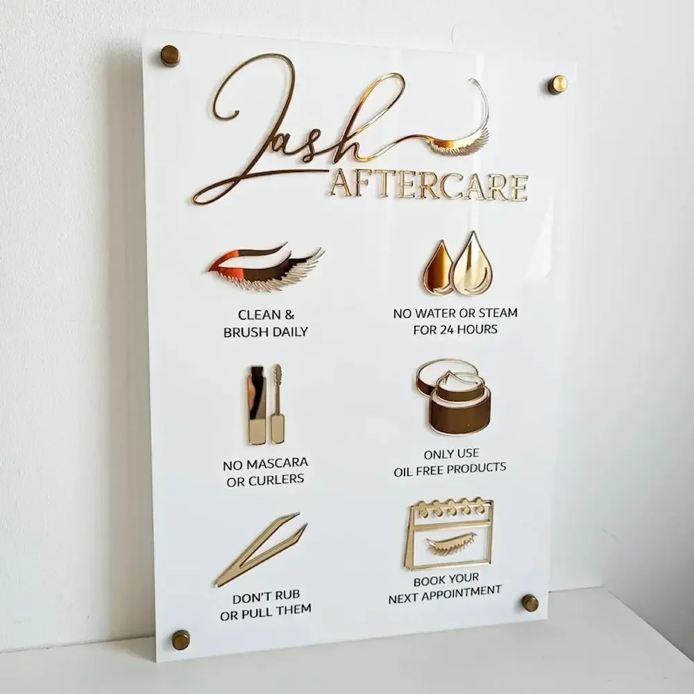 Sinal de cuidados posteriores  - Eyelash Extension Aftercare avaliação e preço